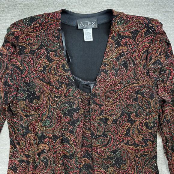 Vtg Alex Evenings Tank Jacket Set XL Paisley Slinky Glitter Mother Of The Bride - Picture 6 of 16